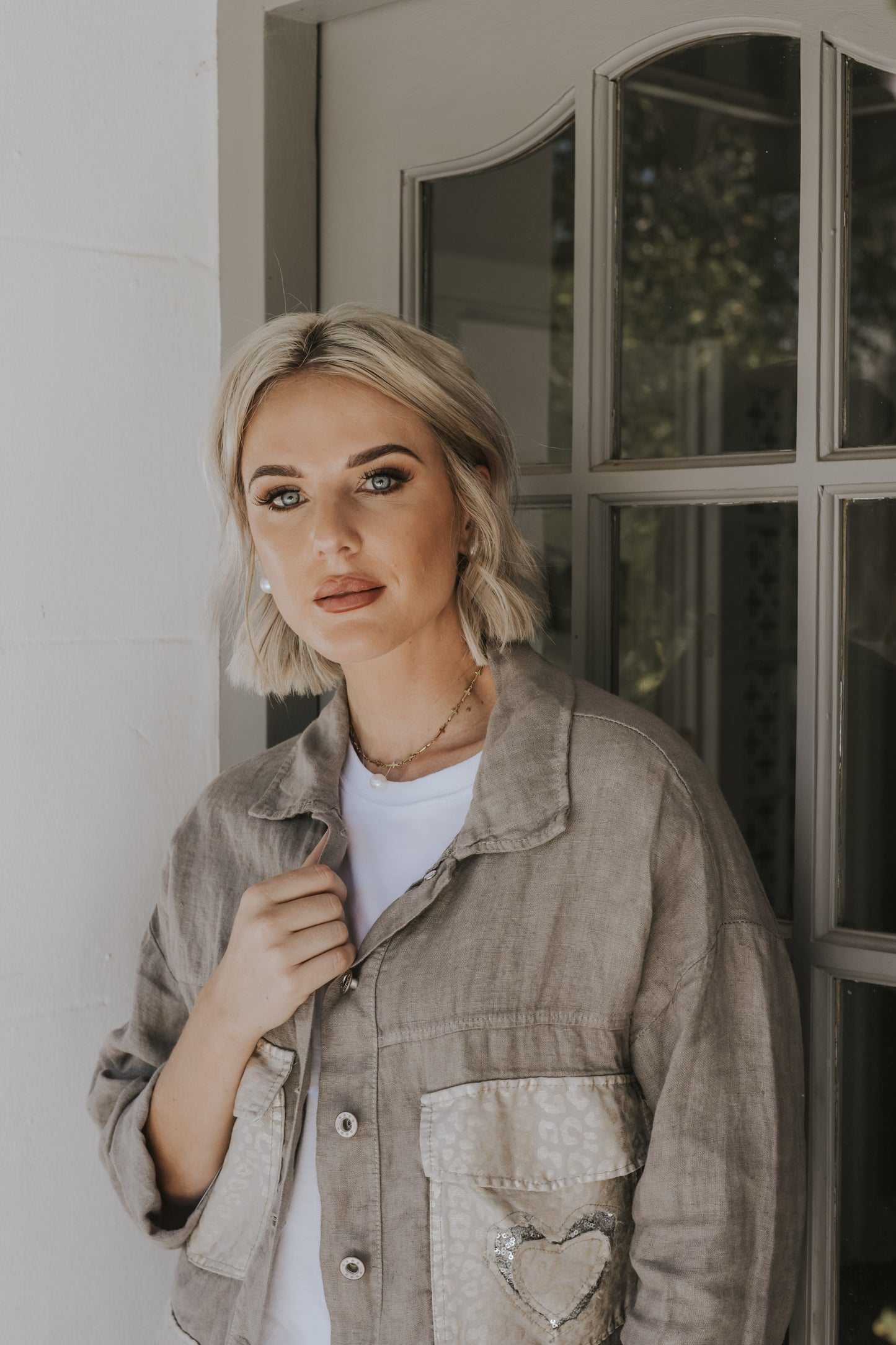 Linen Animal & Heart Pocket Detail Jacket