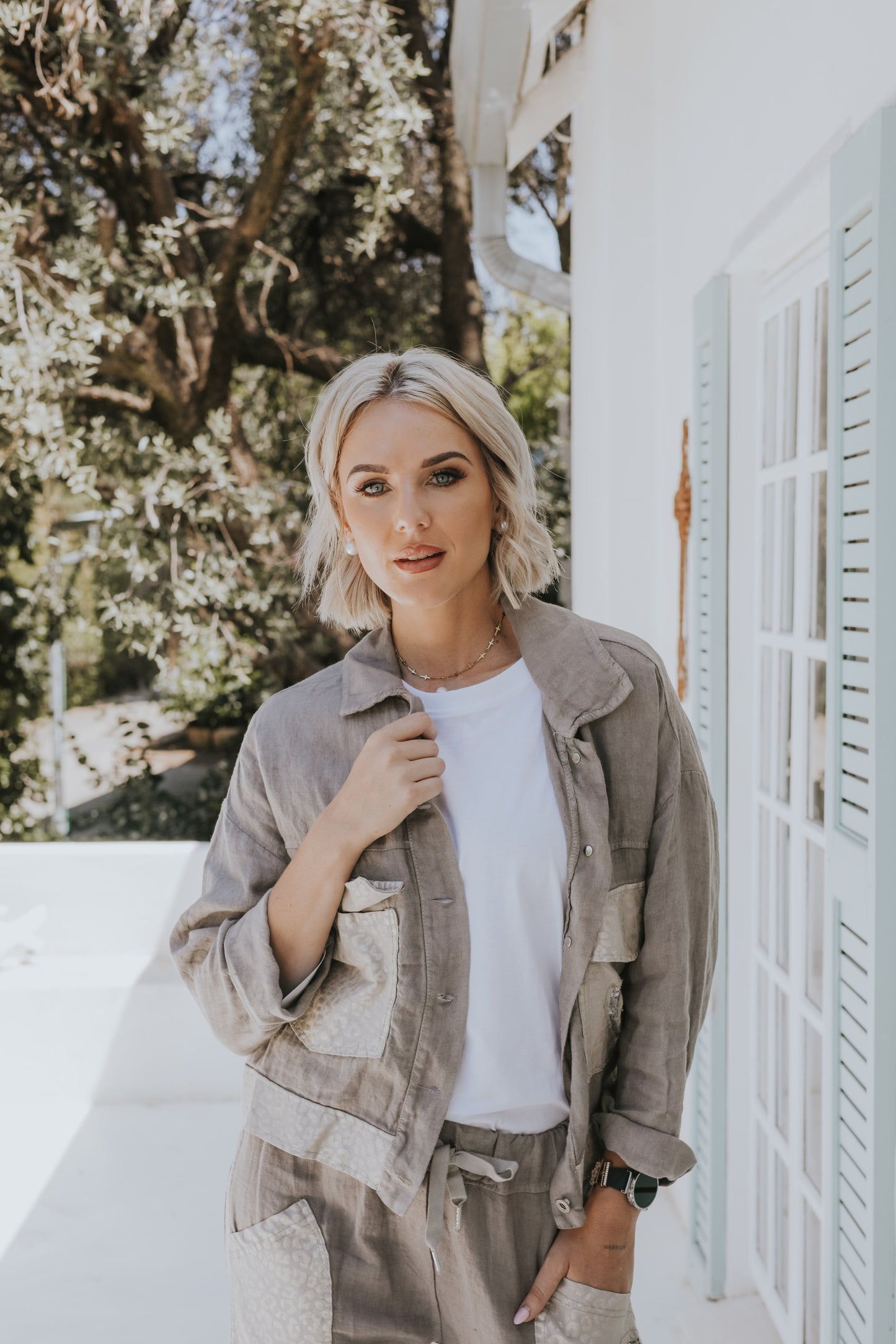 Linen Animal & Heart Pocket Detail Jacket