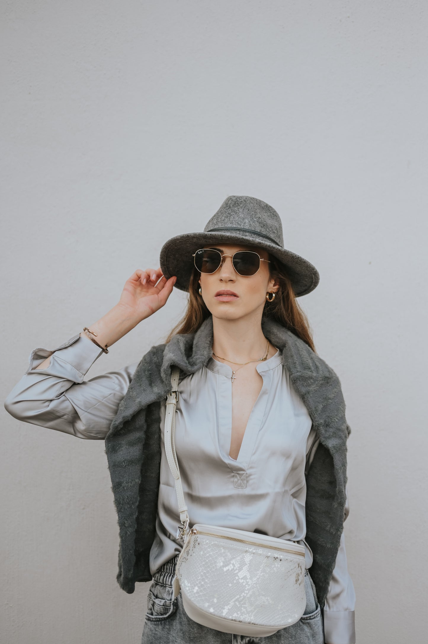 Yaya Satin V-Neck Top