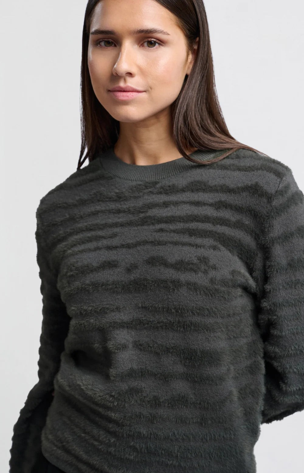 Fur Jacquard Sweater - Dark Metal Grey