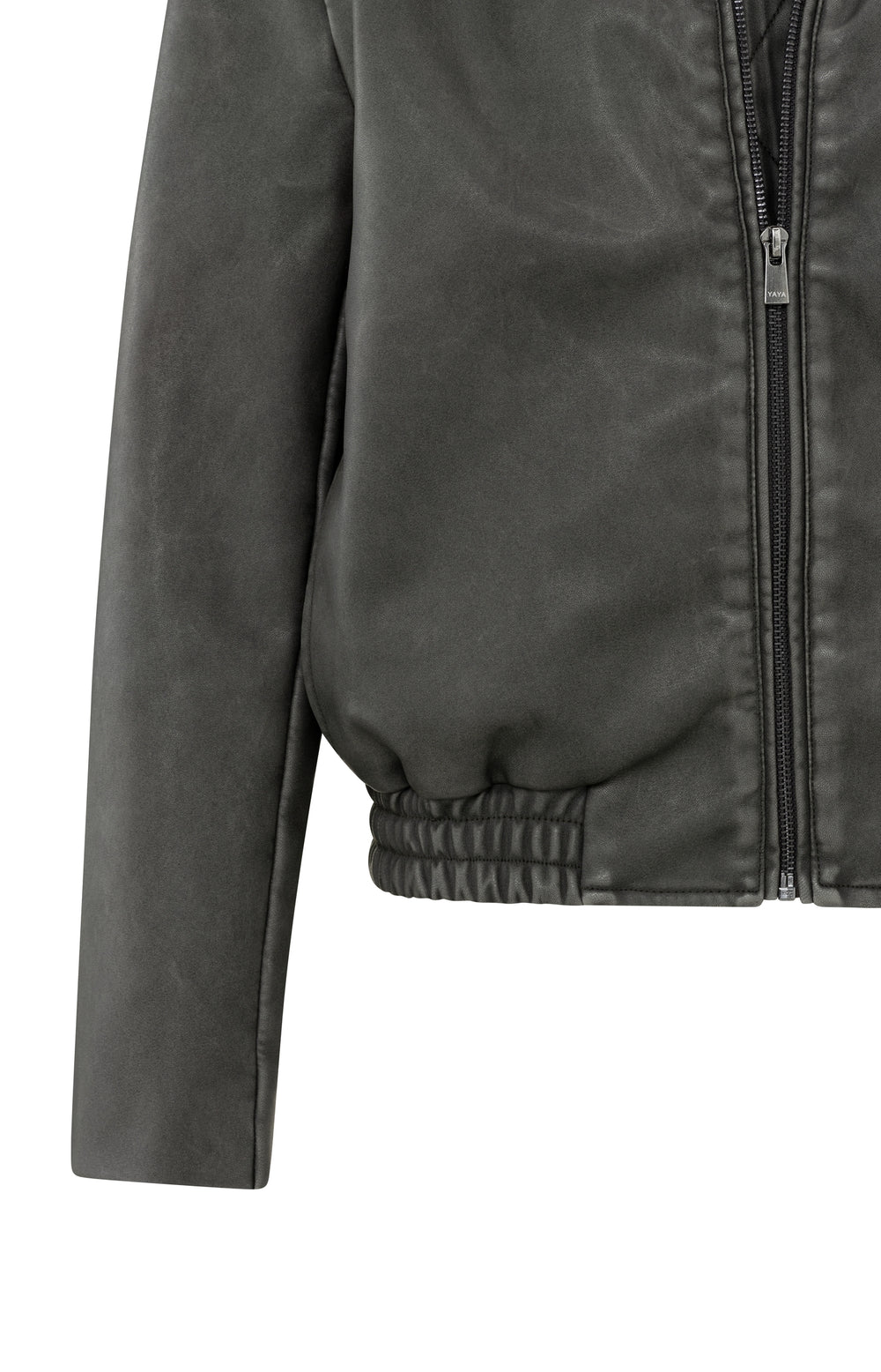 Yaya Faux Nubuck Leather Bomber Jacket