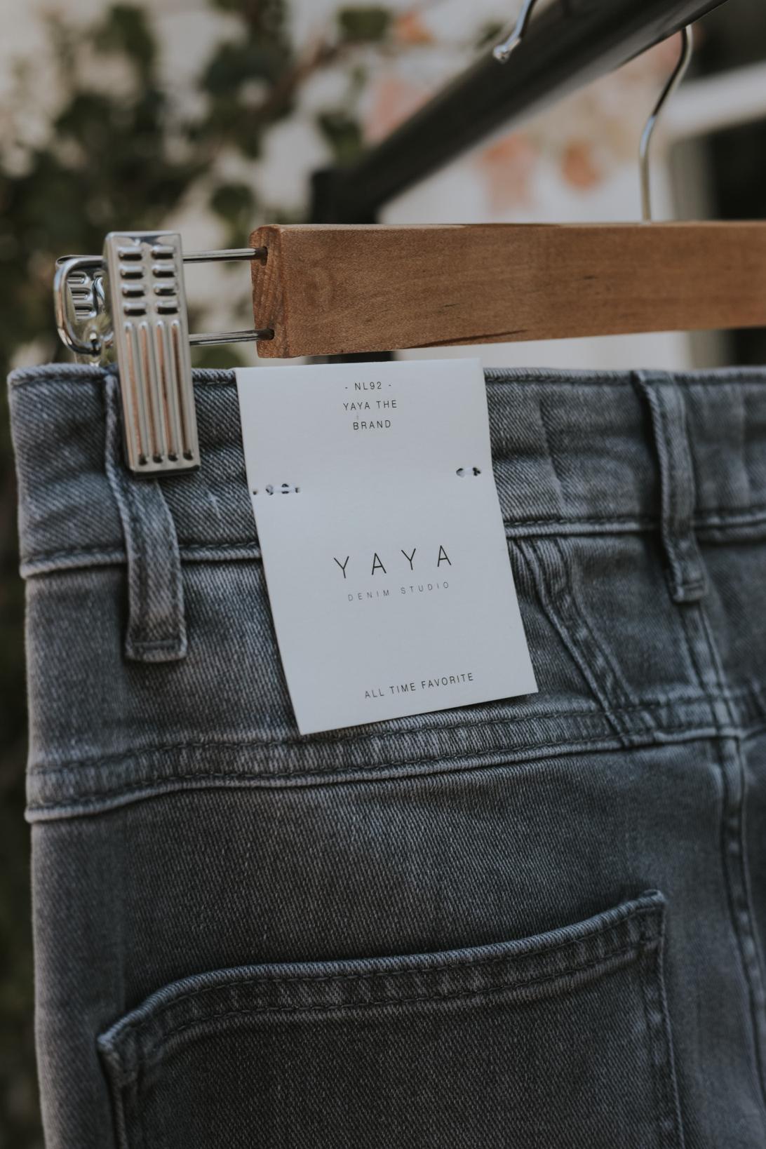 Yaya Extra Wide Leg Denim - Grey