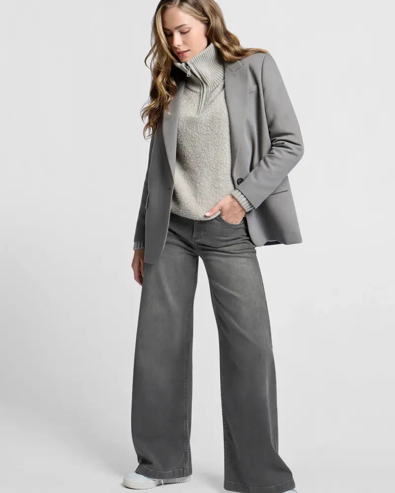 Yaya Extra Wide Leg Denim - Grey