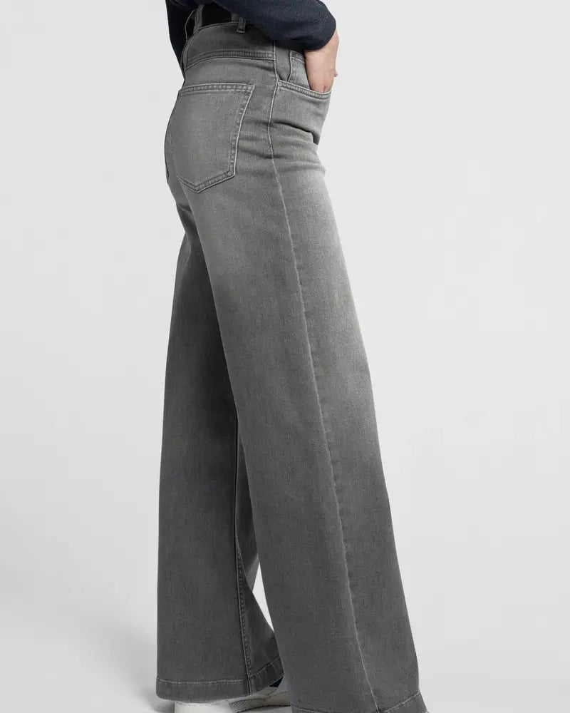 Yaya Extra Wide Leg Denim - Grey