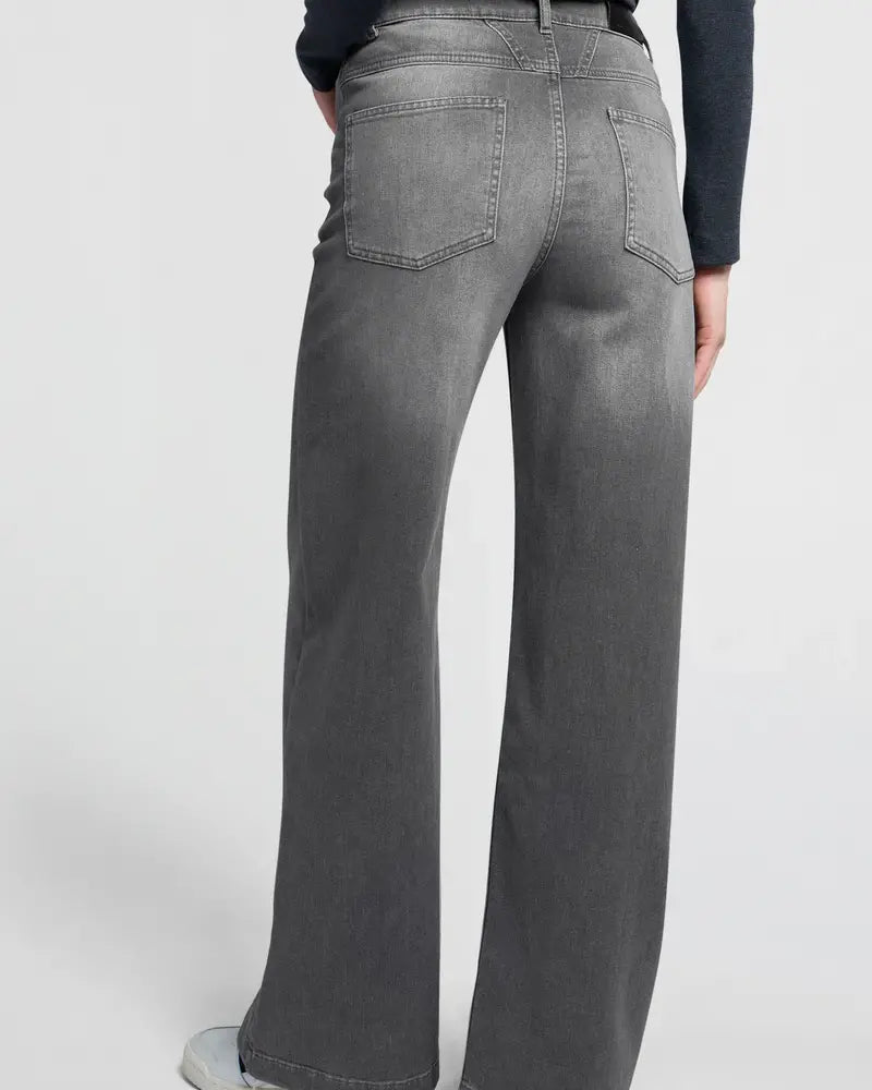 Yaya Extra Wide Leg Denim - Grey