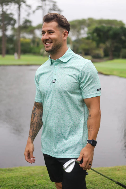 CA Funky Golf Shirt - Green Splatter