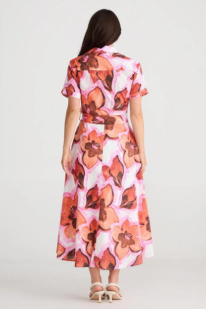 Rossellini Short Sleeve Dress - Azalea