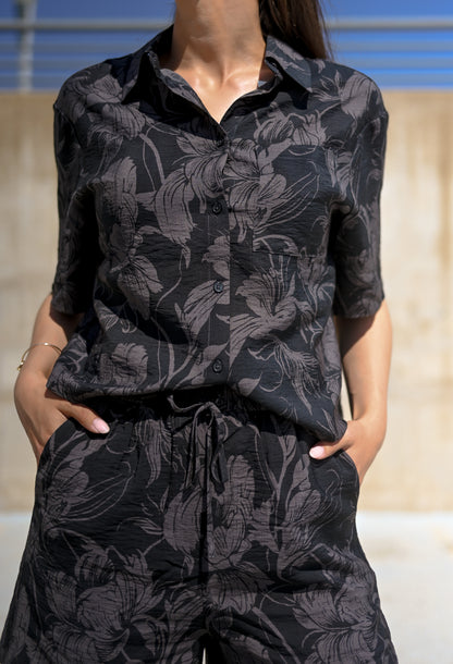 Printed Short Sleeve Blouse