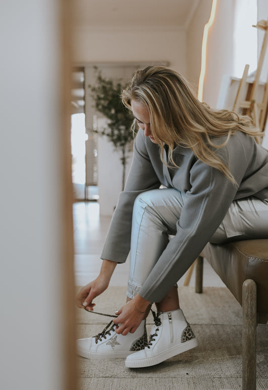 Italian Metallic Cargo Joggers - Silver