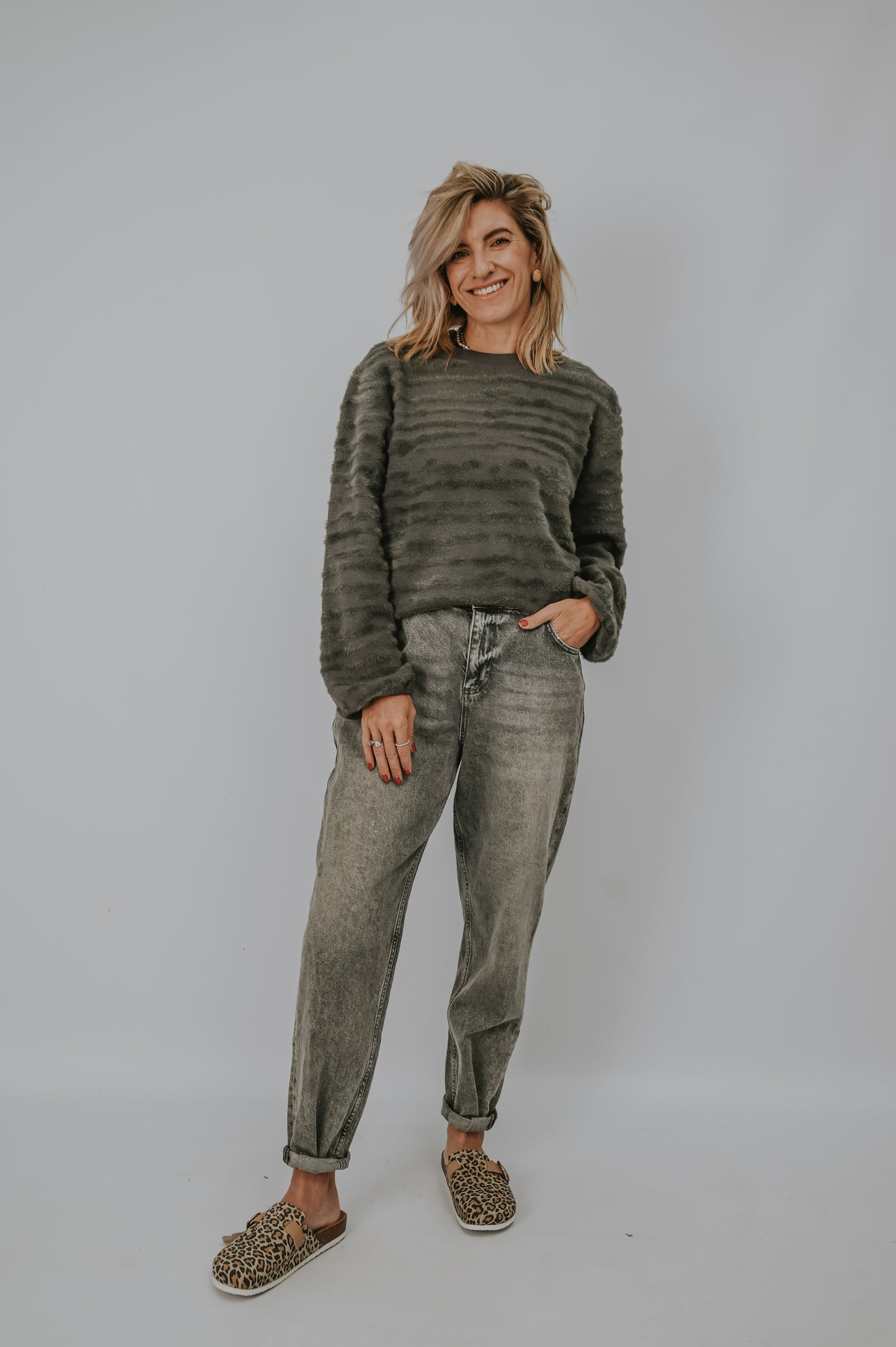 Fur Jacquard Sweater - Dark Metal Grey