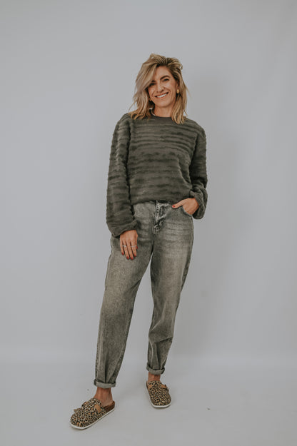 Fur Jacquard Sweater - Dark Metal Grey