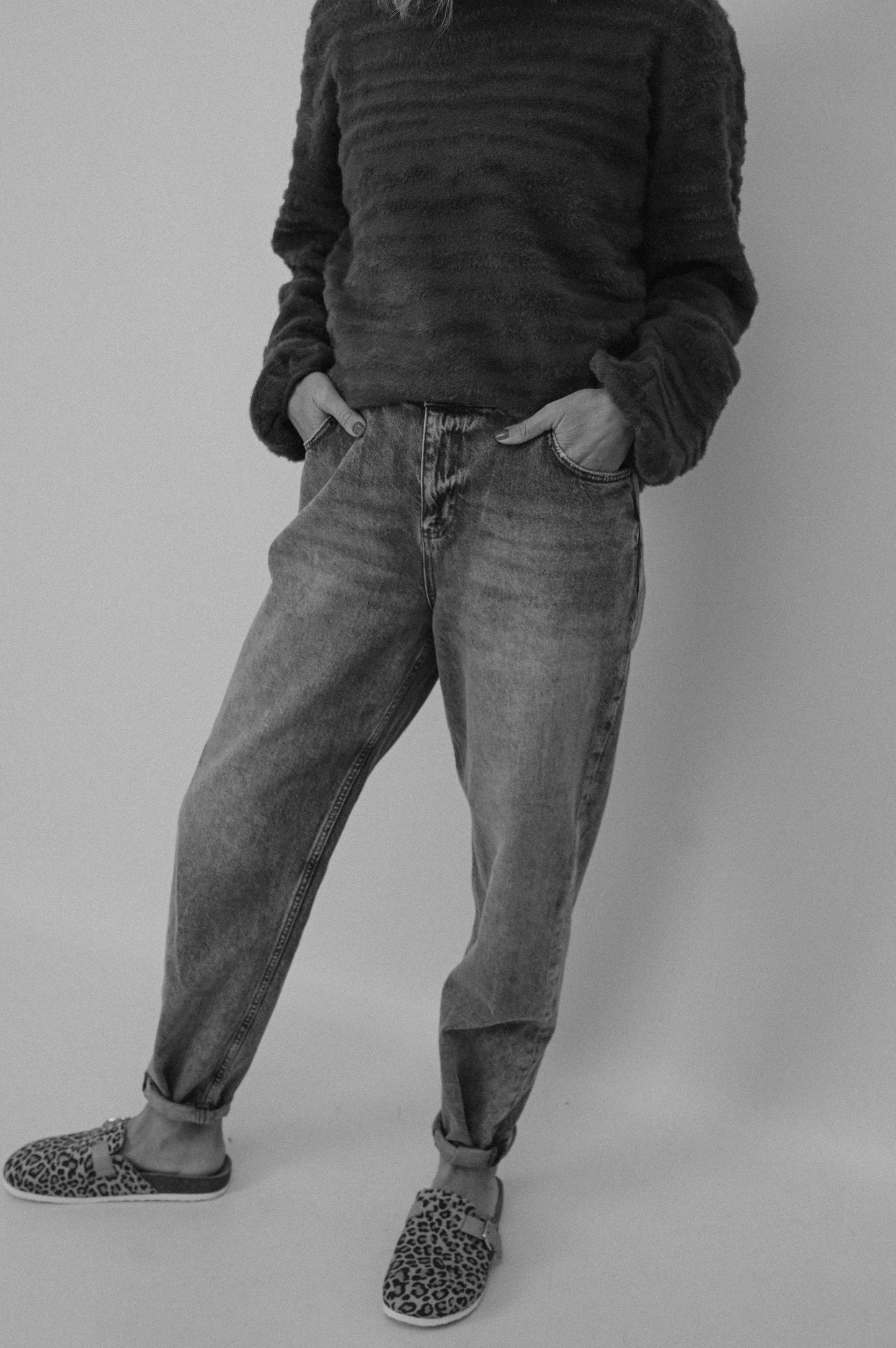 Fur Jacquard Sweater - Dark Metal Grey