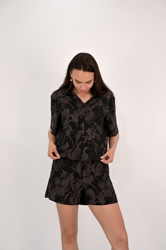 Printed Short Sleeve Blouse