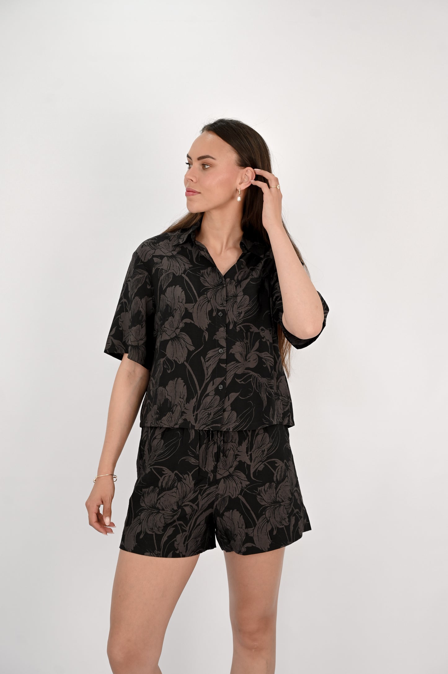 Printed Short Sleeve Blouse