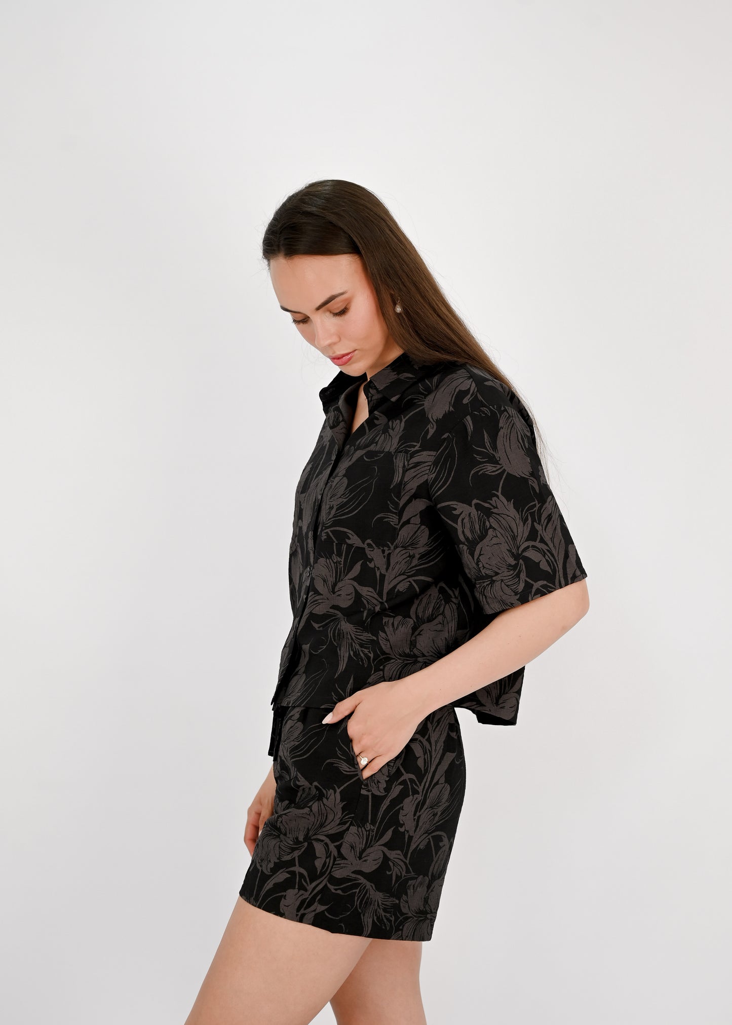 Printed Short Sleeve Blouse