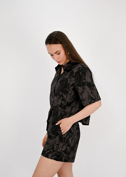 Printed Short Sleeve Blouse