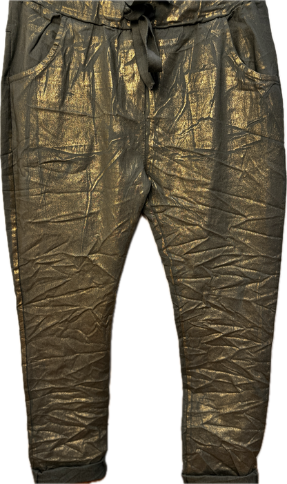 Cotton Elastane Gold Foil Pants