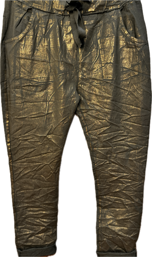 Cotton Elastane Gold Foil Pants