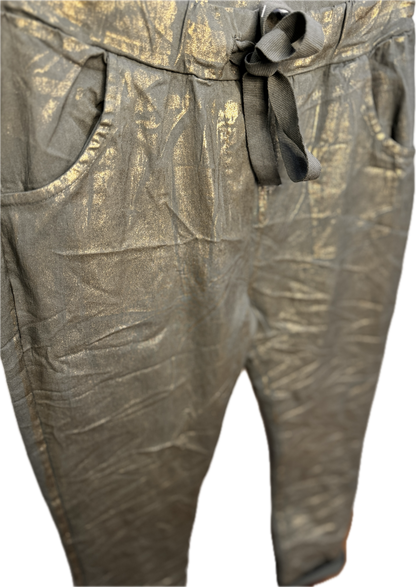 Cotton Elastane Gold Foil Pants