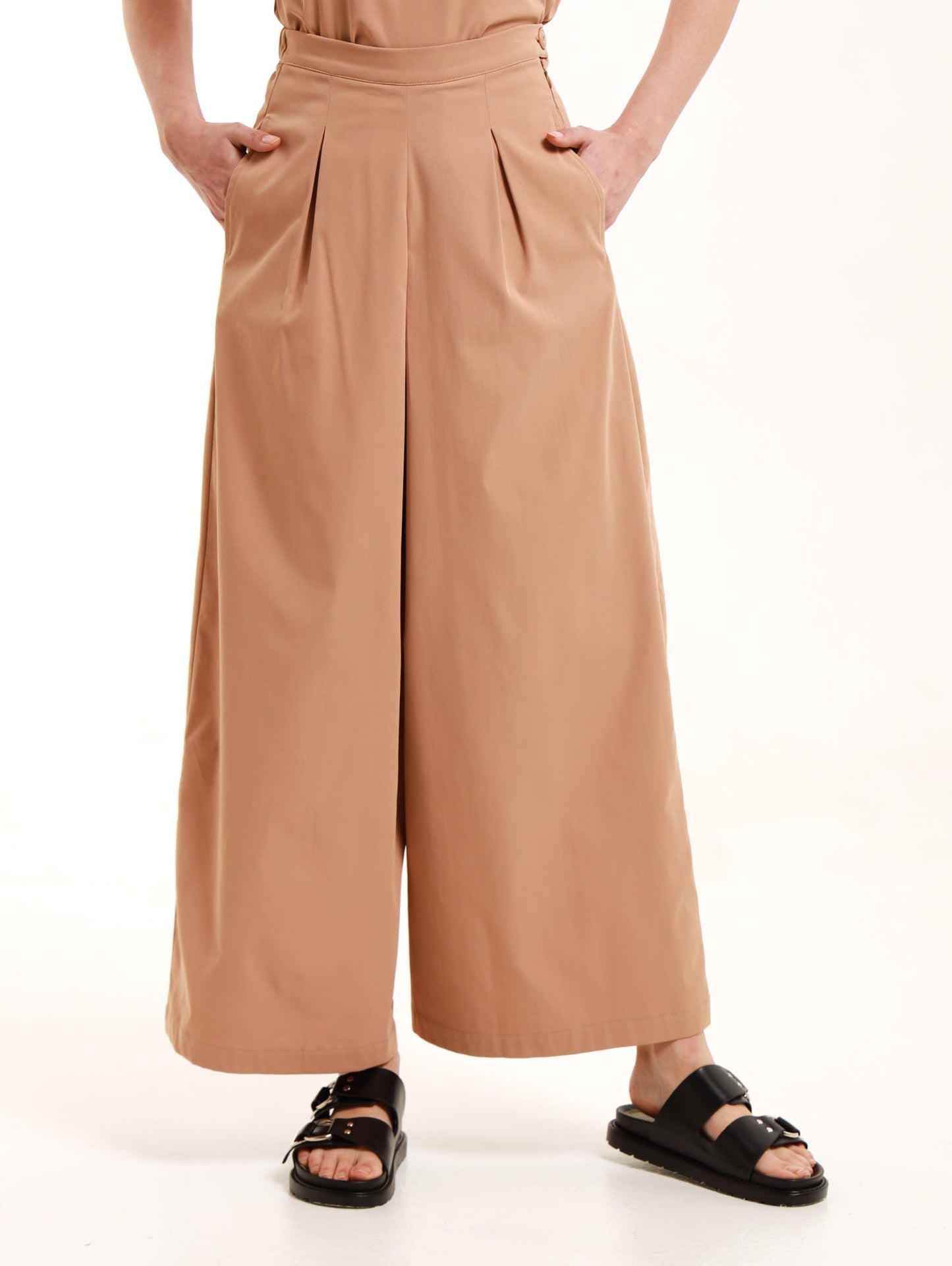 Cropped Wide Leg Palazzo / Caramel