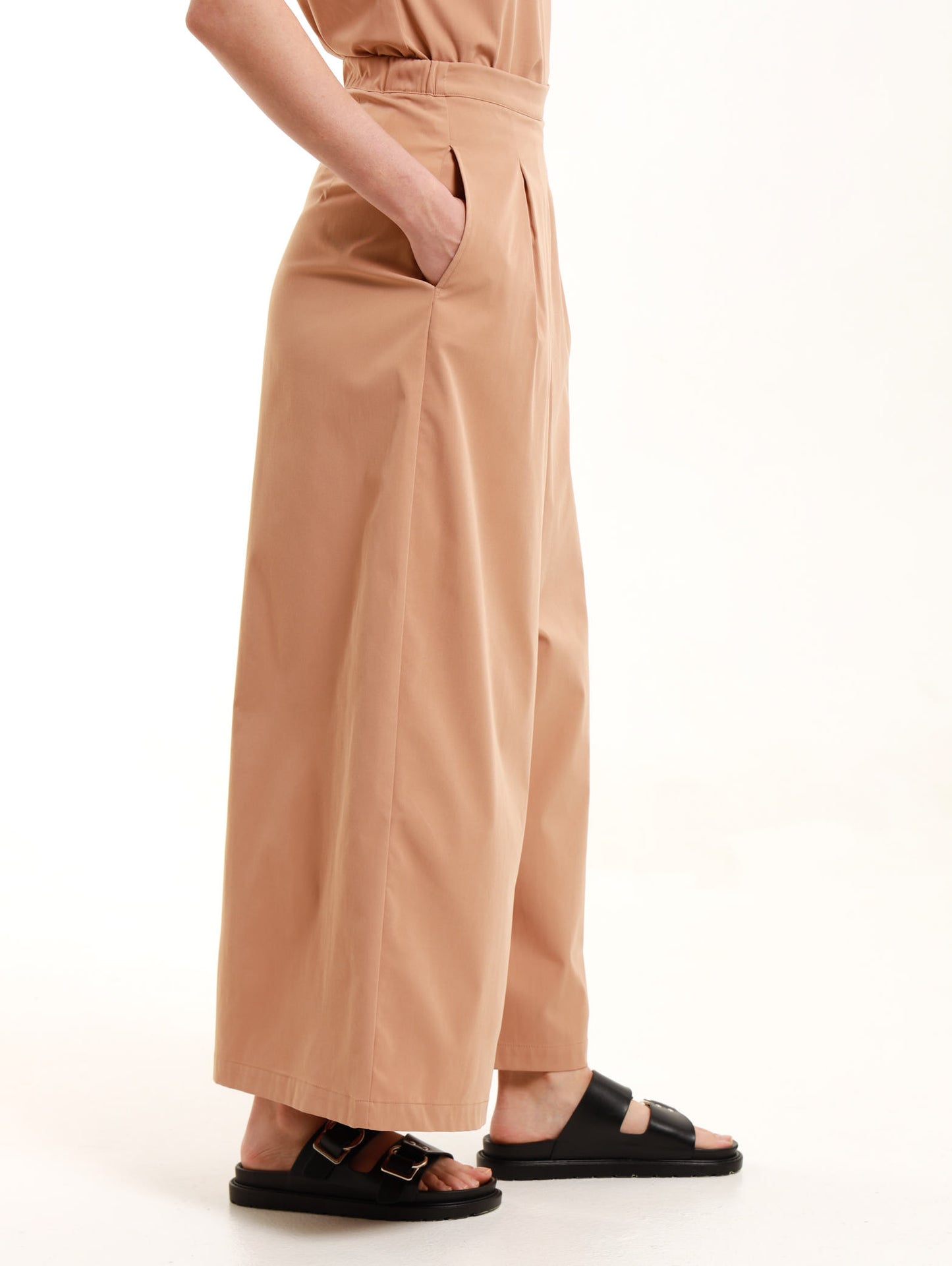 Cropped Wide Leg Palazzo / Caramel