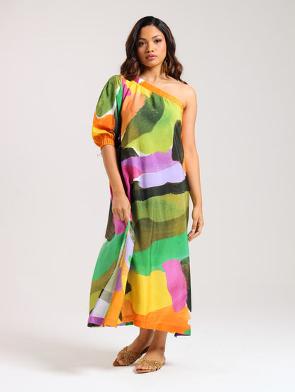 Muze OTS Maxi Dress / Brushstroke