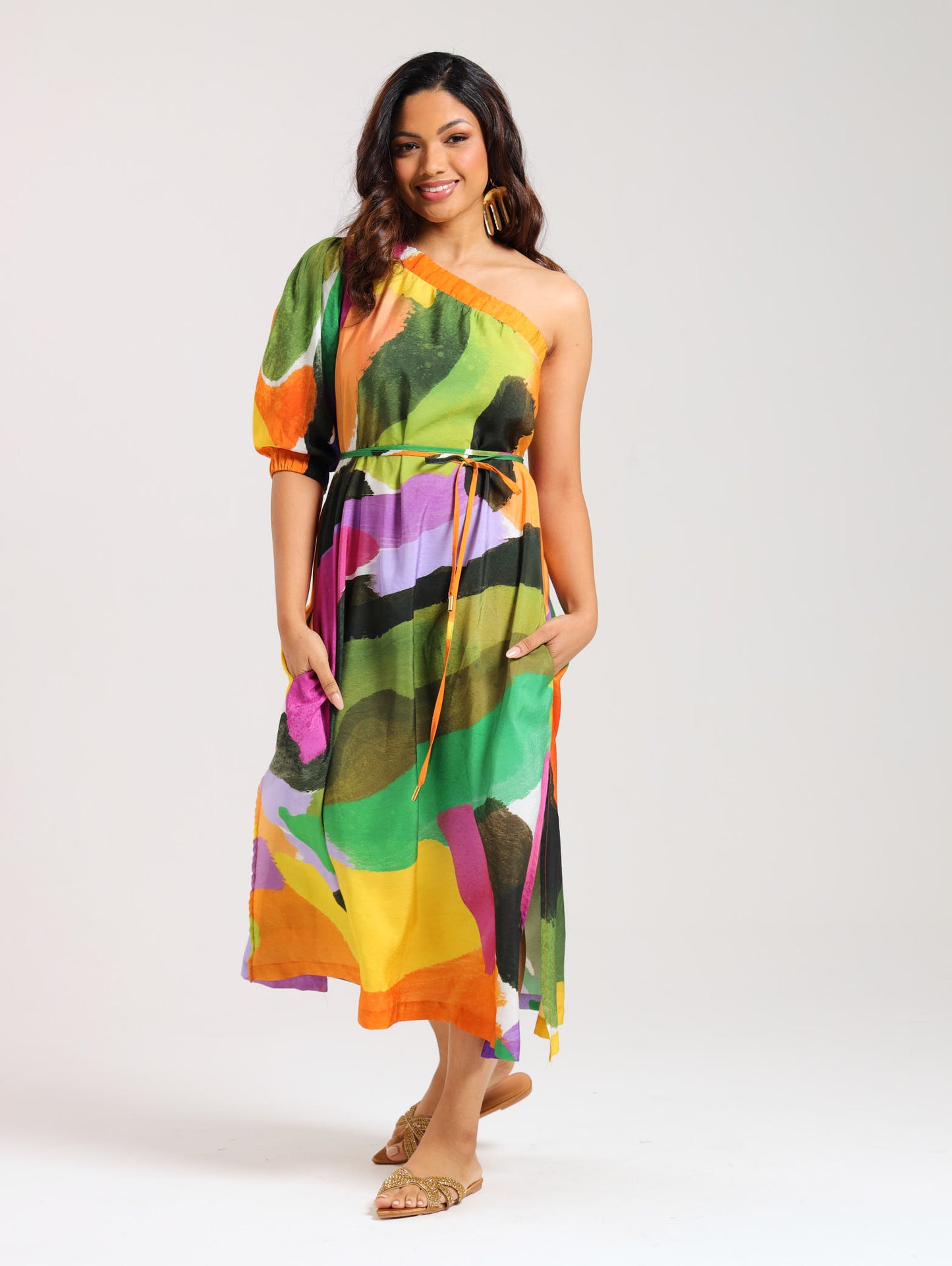 Muze OTS Maxi Dress / Brushstroke