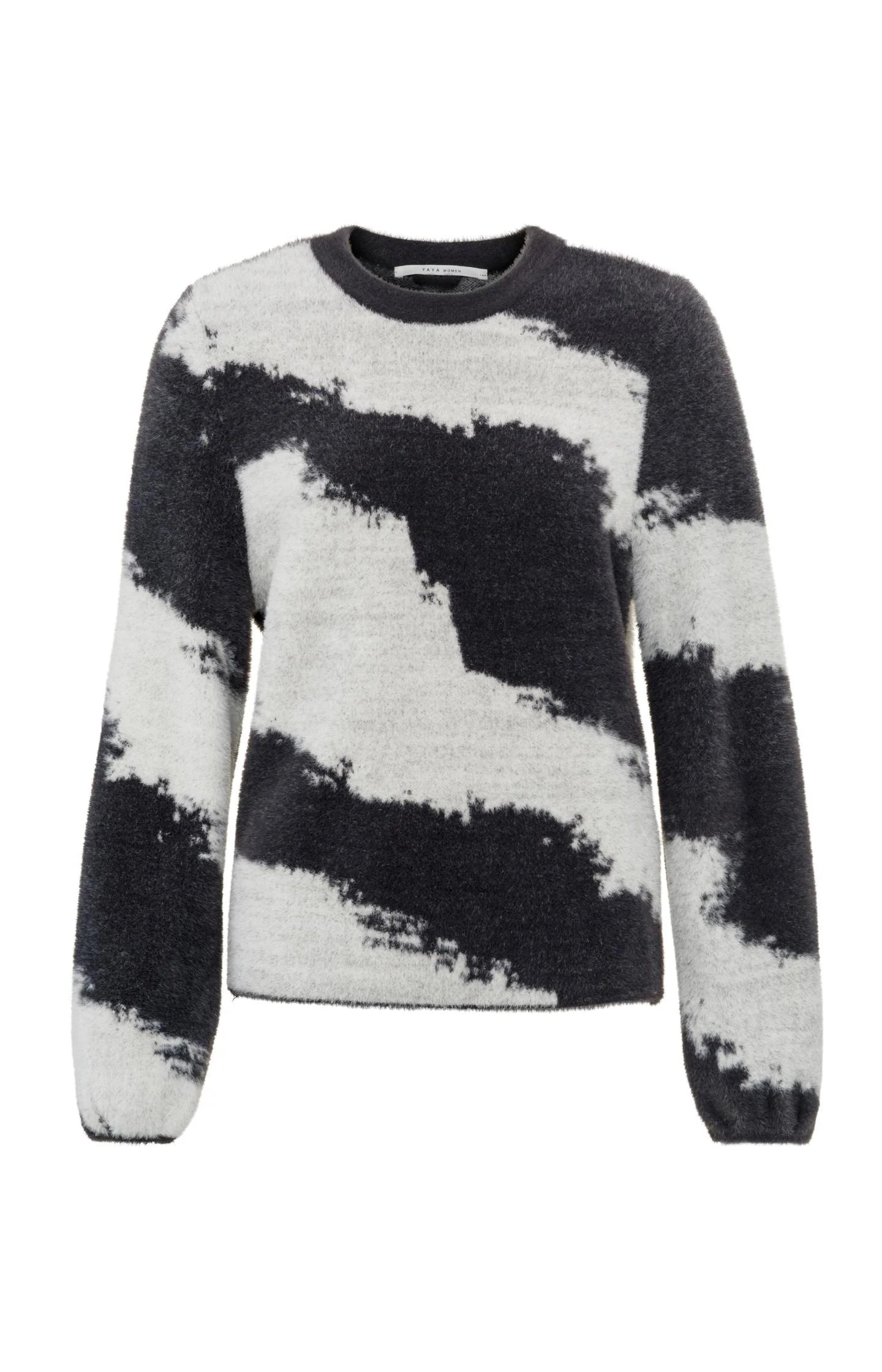 Yaya Fur Sweater with crewneck and long sleeves in regular fit