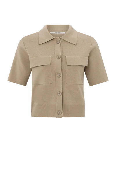 Short Sleeve Cardigan with Chest Pockets