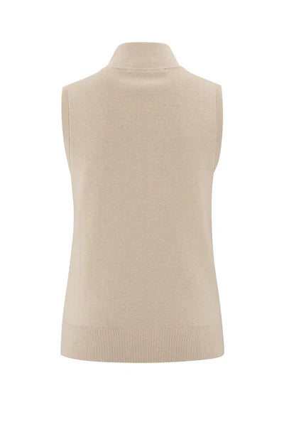 Sleeveless Blockstripe Sweater with Zipper