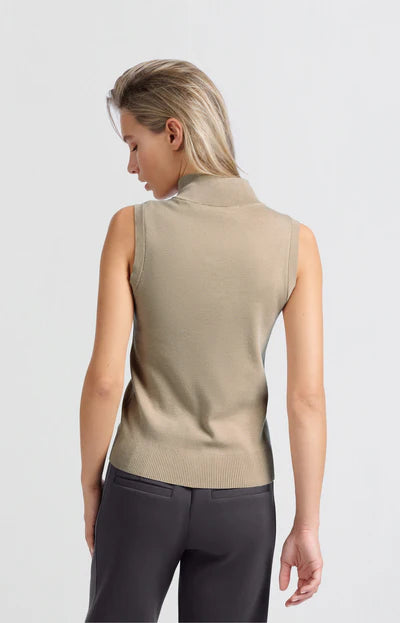 Sleeveless Blockstripe Sweater with Zipper
