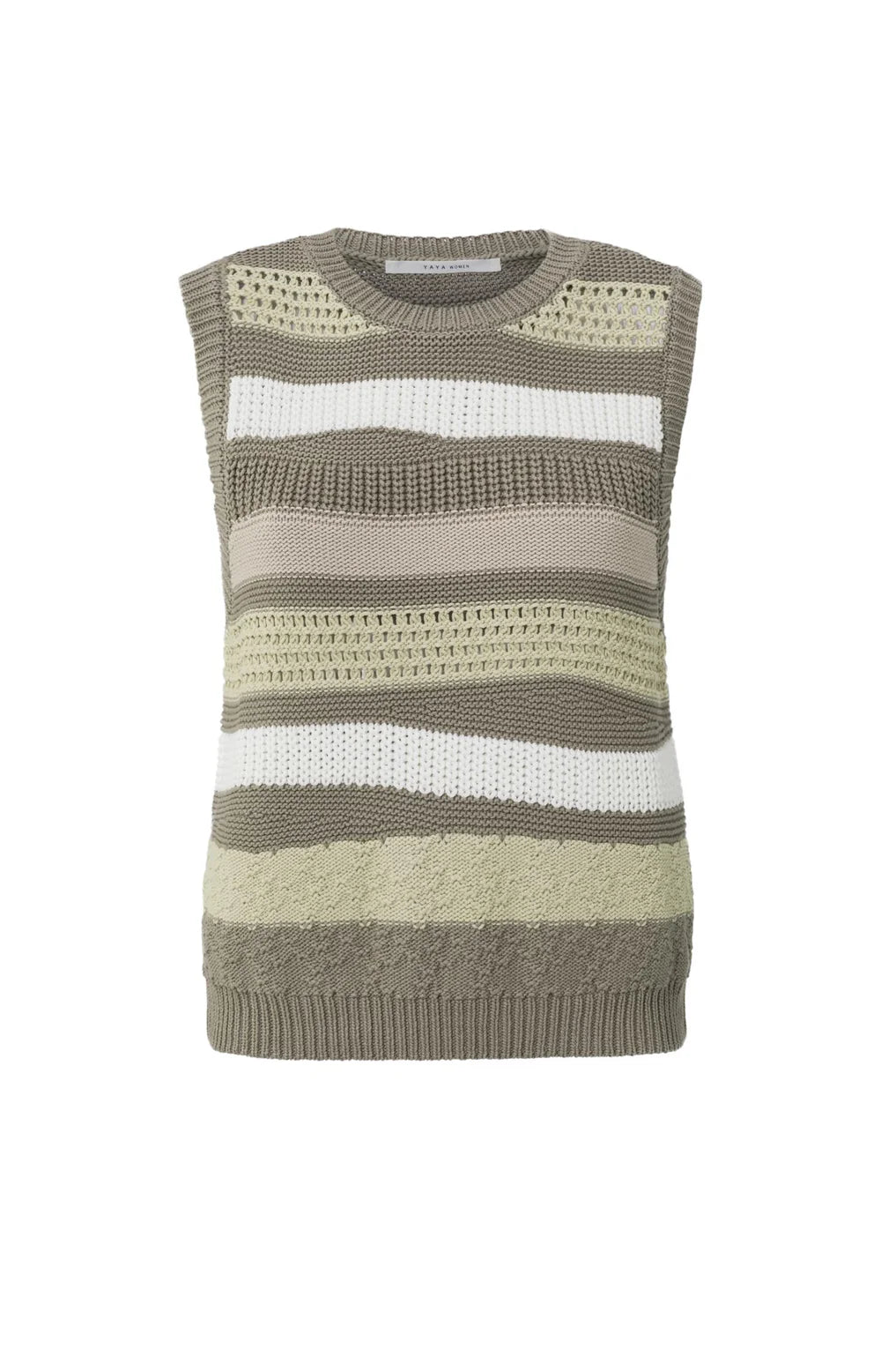 Yaya Textured Sleeveless Sweater - Army Green Dessin