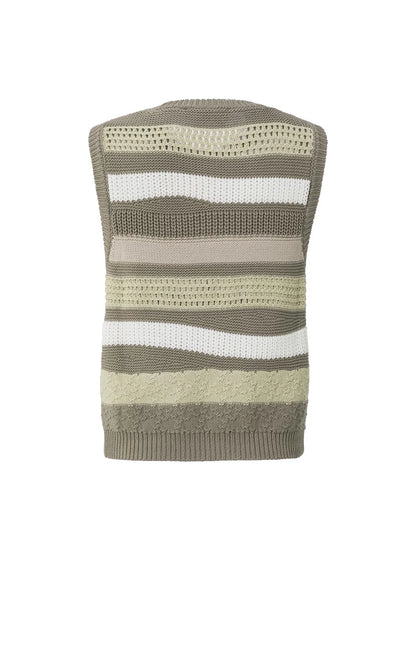 Yaya Textured Sleeveless Sweater - Army Green Dessin