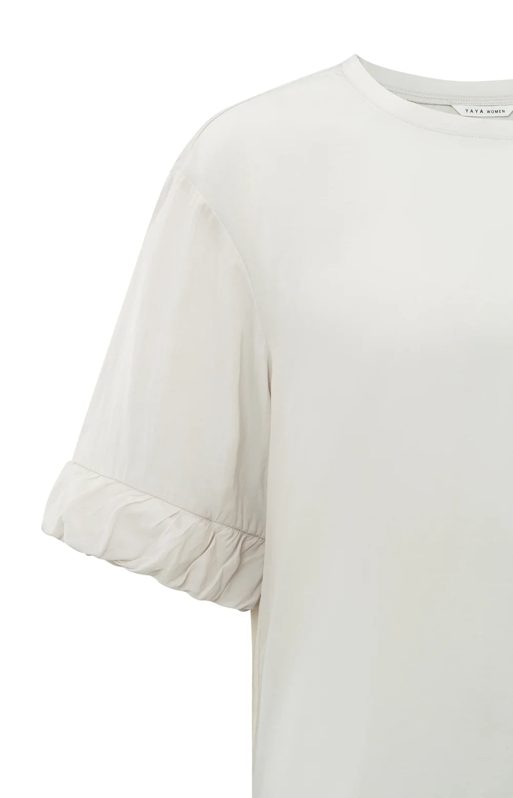 Yaya Fabric Mix Top With Ruffle Sleeve