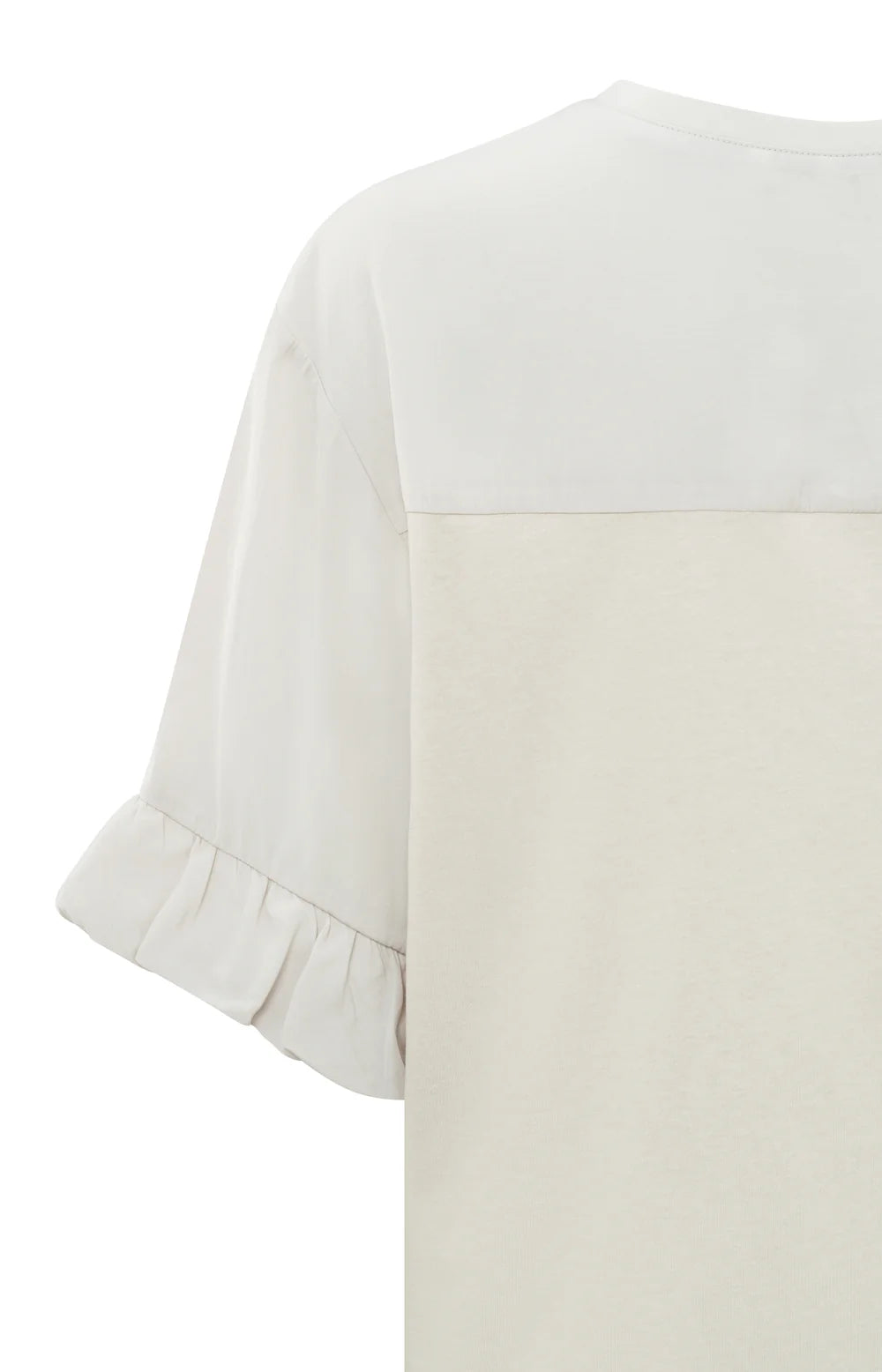 Yaya Fabric Mix Top With Ruffle Sleeve