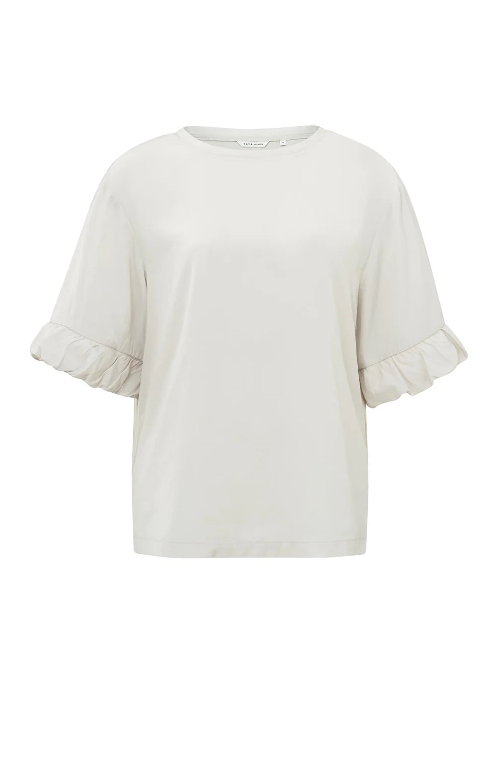 Yaya Fabric Mix Top With Ruffle Sleeve