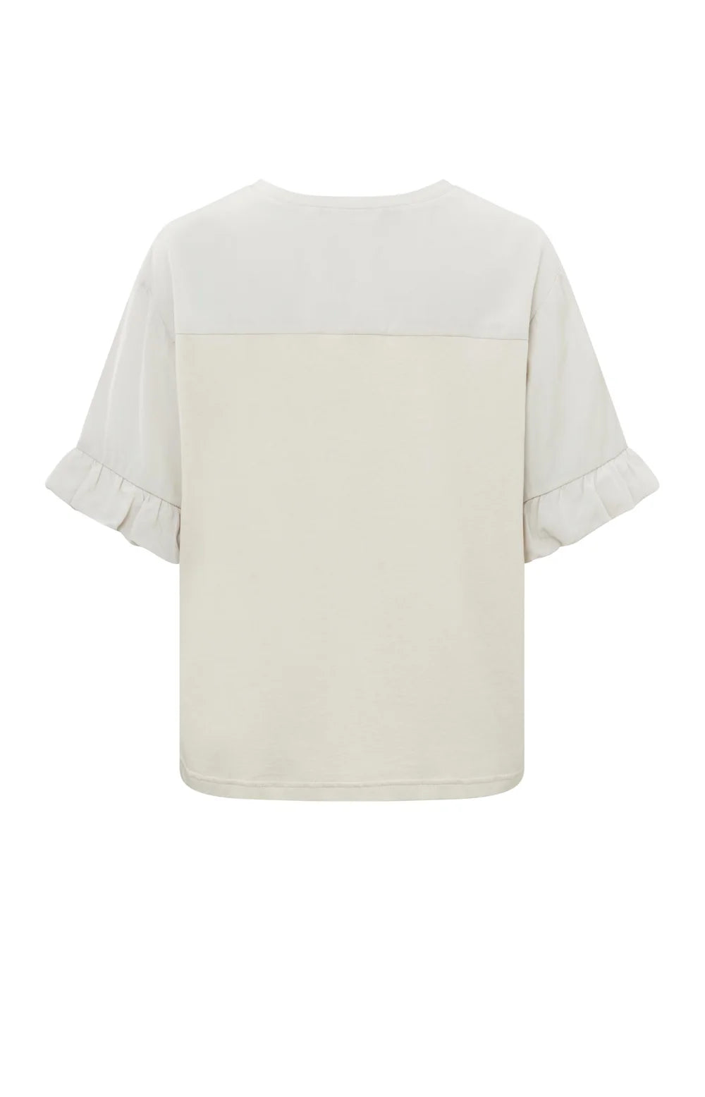 Yaya Fabric Mix Top With Ruffle Sleeve