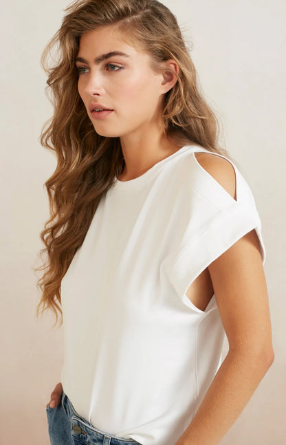 Yaya Top With Open Shoulder And Rib Details